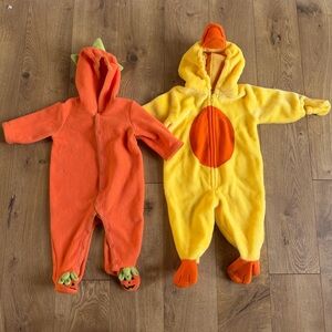 Baby Halloween Pumpkin & Duck Fleece One-Piece Costumes - Size 6-9 Months